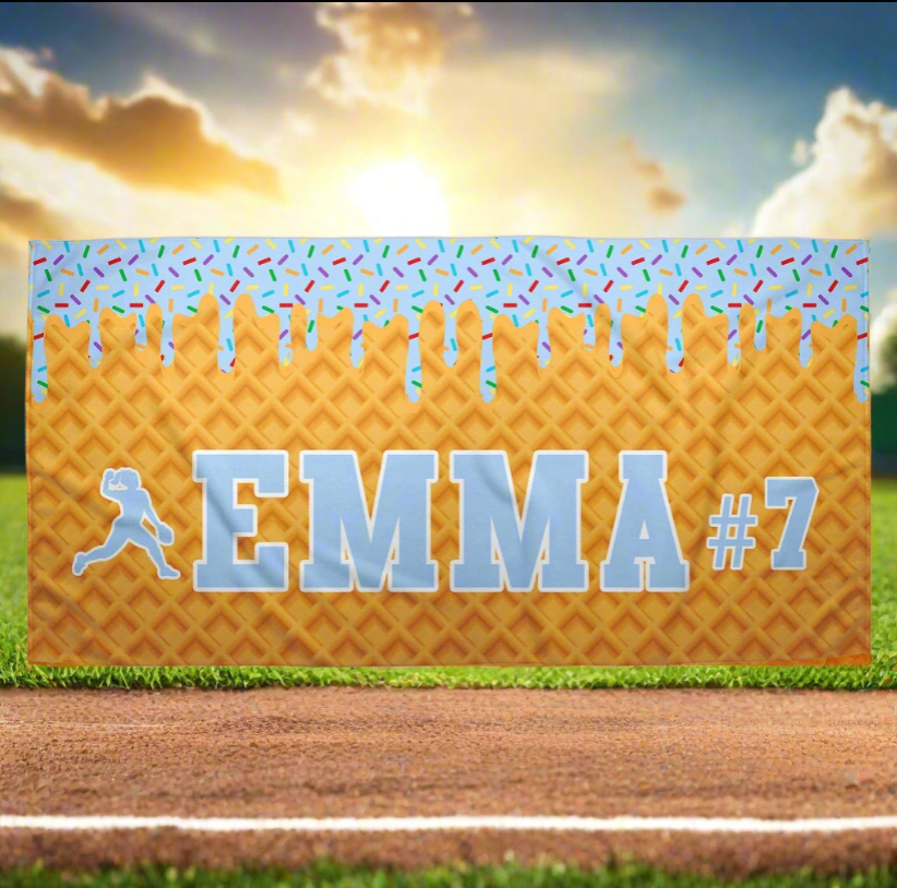 Ice Cream Drip Softball Towel