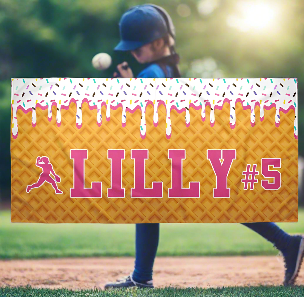 Ice Cream Drip Softball Towel
