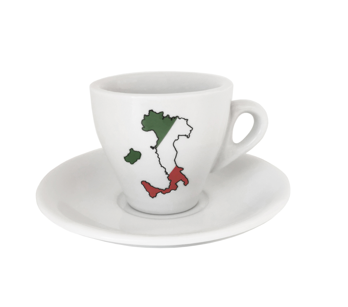 Italian Boot 3oz. Porcelain Espresso Set of 6 Cup & Saucers