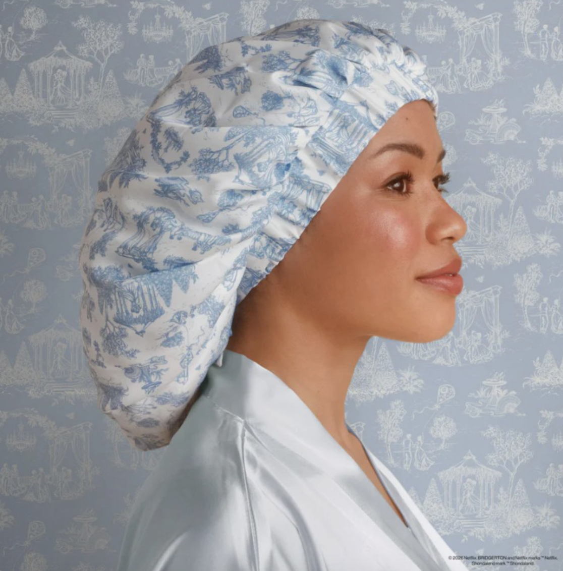 Bridgerton X Kitsch Breathable Satin Bonnet in Garden Toile - NY Gift Boutique