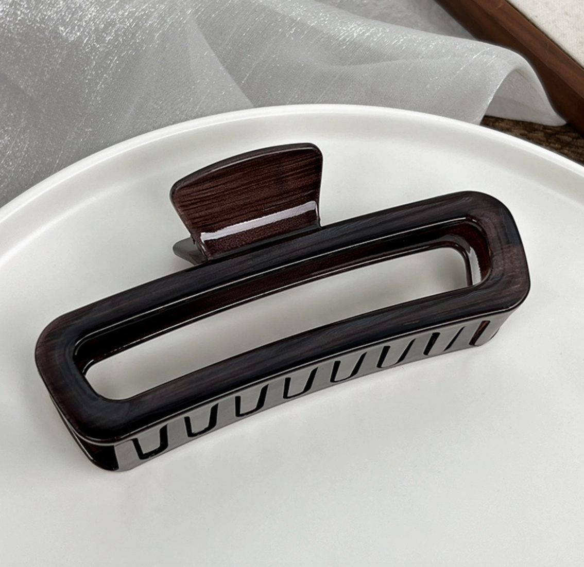 Woodgrain Jumbo Hair Clip - Foria Bundle of 6