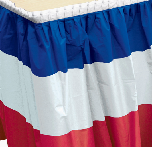 Patriotic Table Skirting, 29" X 14', Red, White, & Blue Set of 2