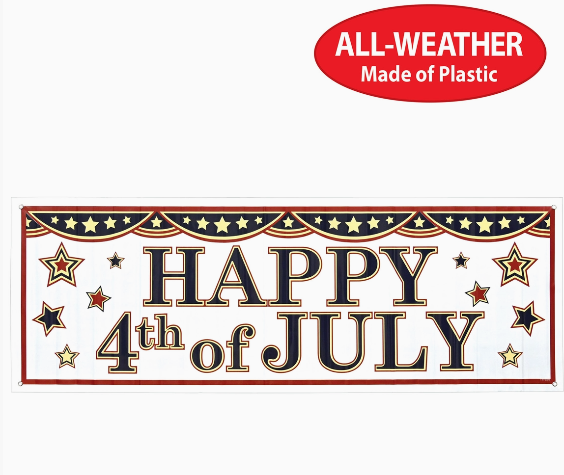 4th of July Sign Banner, 5' X 21"