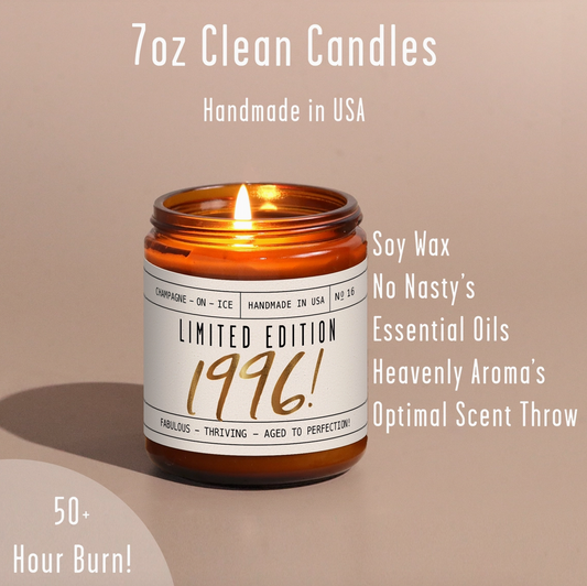 30th Birthday Candle 9 oz Soy Candle - Limited Edition 1996