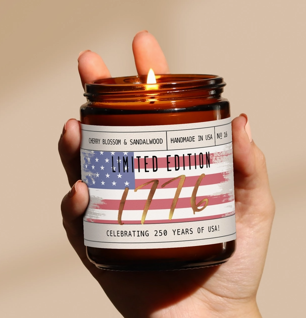 1776 USA 250 Year Anniversary Candle - Soy Wax - Made in USA