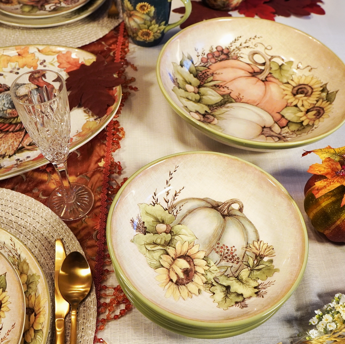 Autumn Harvest Breeze Serving Large Pasta Bowl 13" X 3"