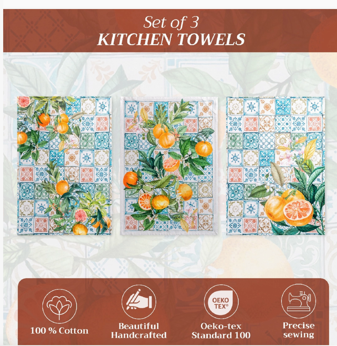 Agrume - Kitchen Towels 100% Cotton - Set of 3