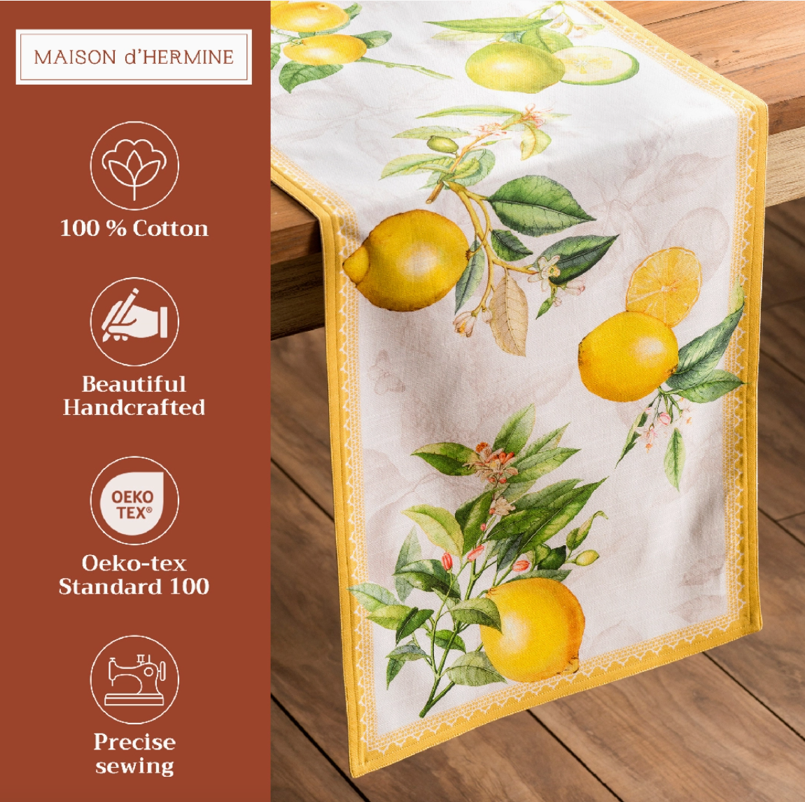 Limoncello - Table Runner 100% Cotton - Double Layer