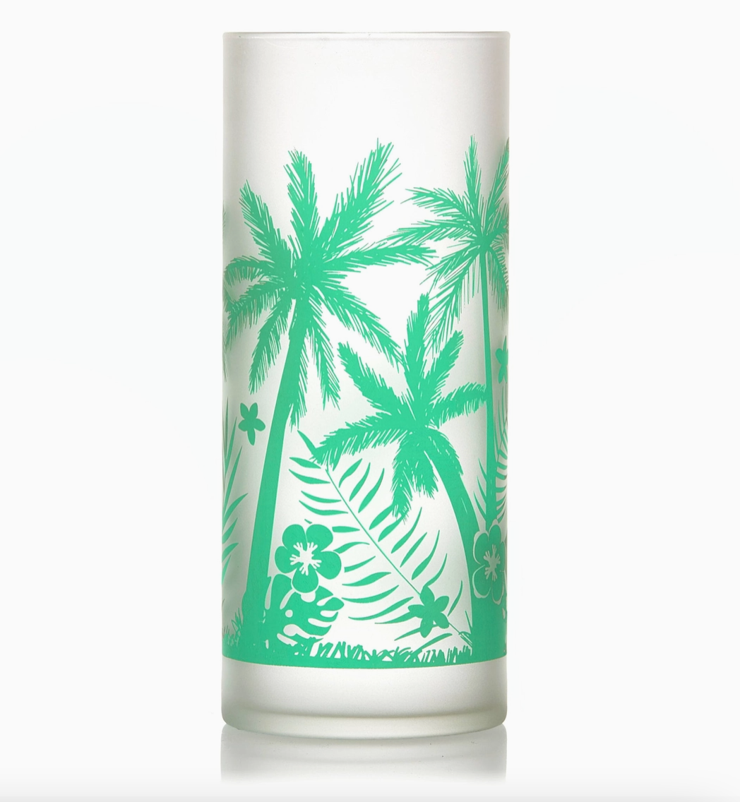Libbey Vintage Palm Trees Cooler Glasses, 16oz, Set of 4