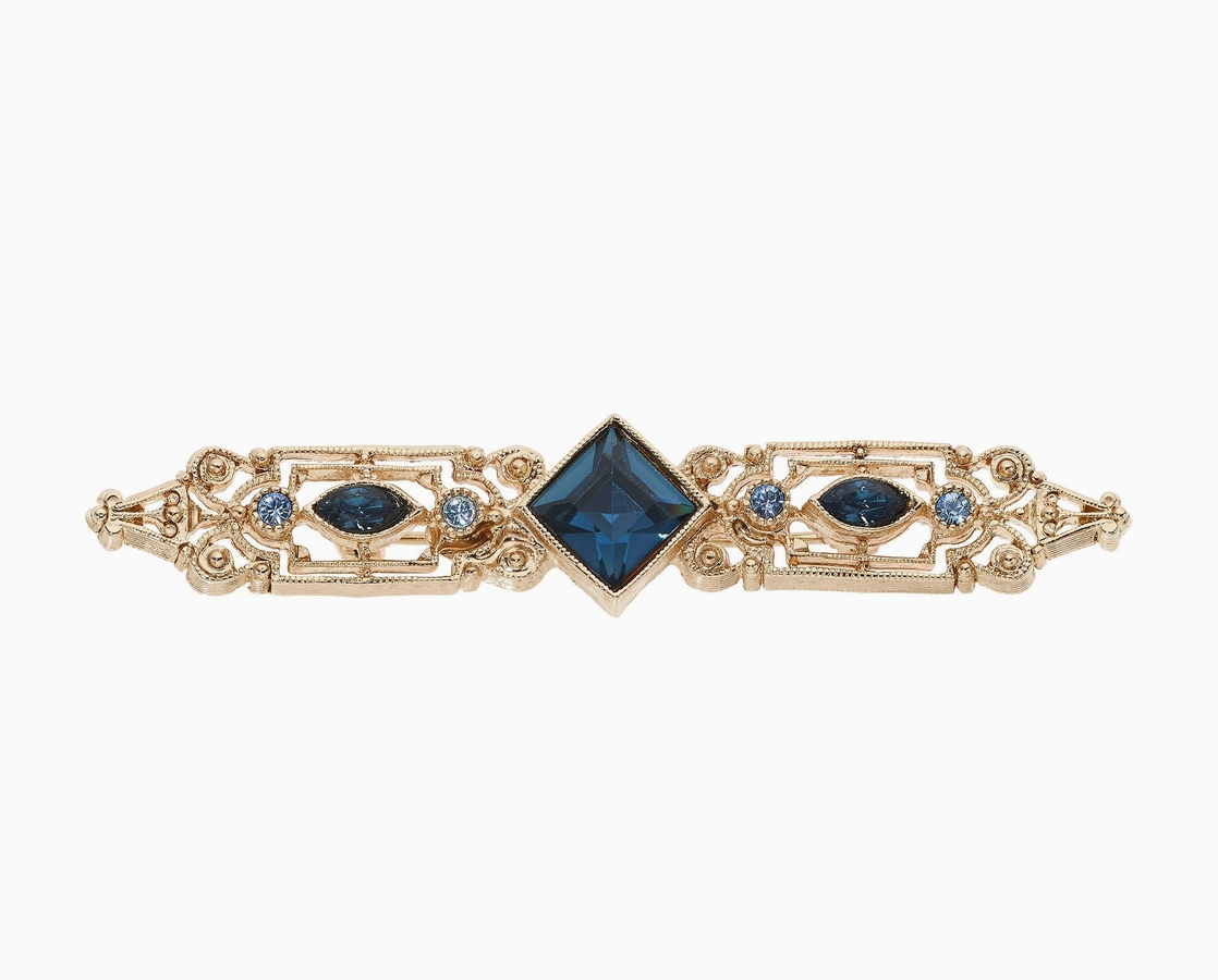 Olivia Riegel 18K gold plated sapphire crystal bar brooch