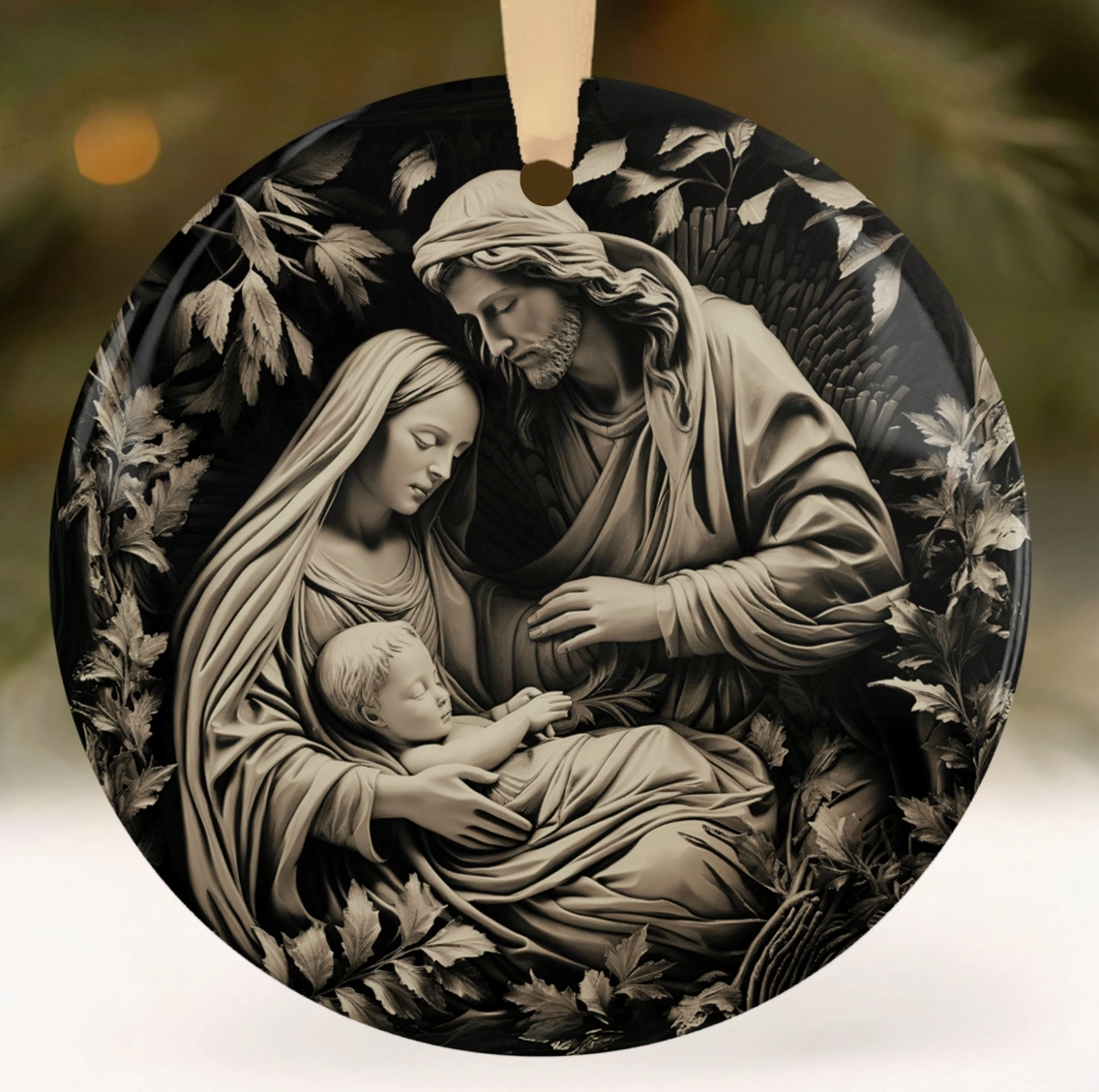 Holy Family Nativity Christmas Ornament – Mary, Joseph & Baby Jesus