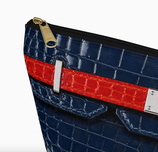 Canal Street Large Navy Faux Croc Makeup Bag – T-Bottom Travel Pouch