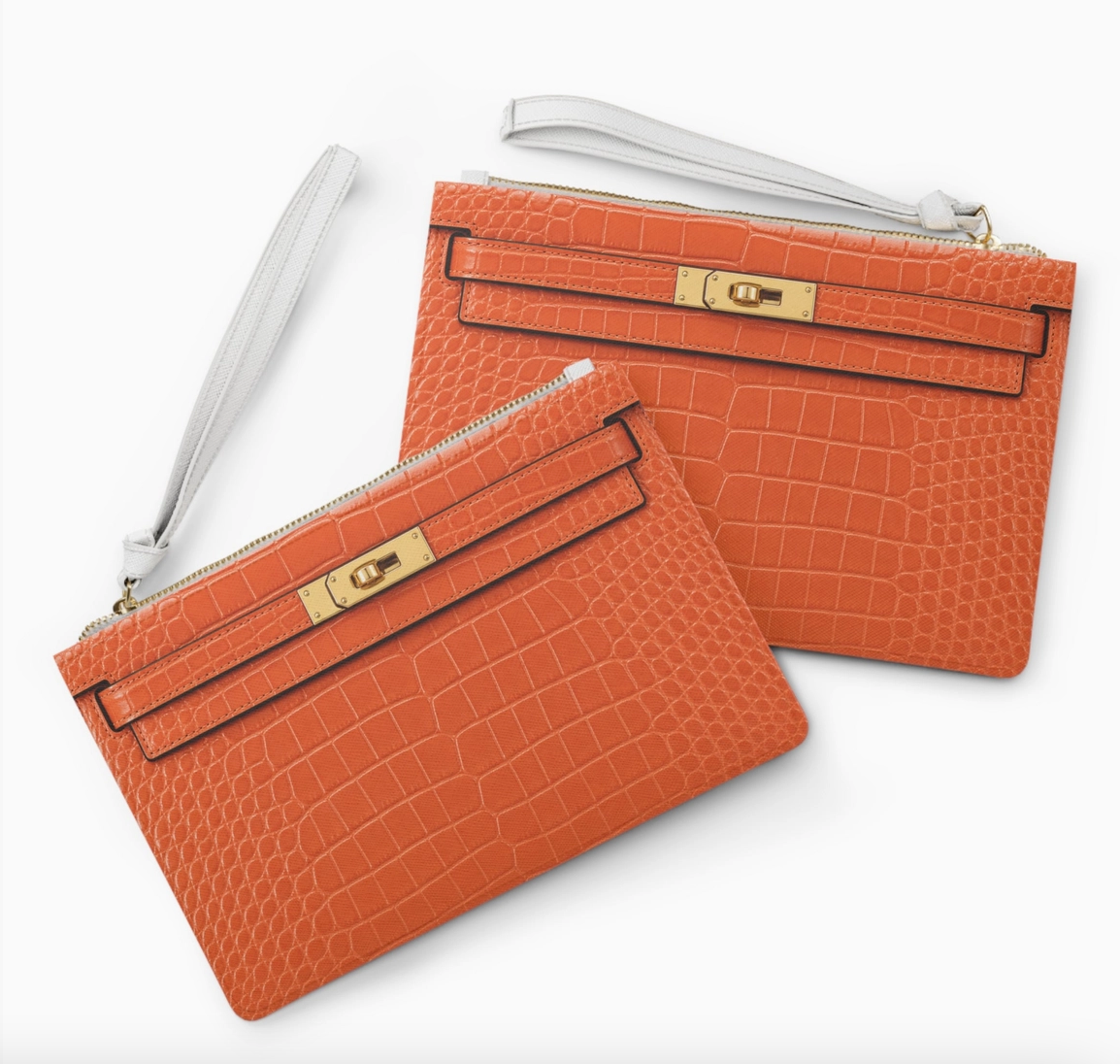 Canal Street Orange Faux Croc Clutch – NYC-Inspired Wristlet