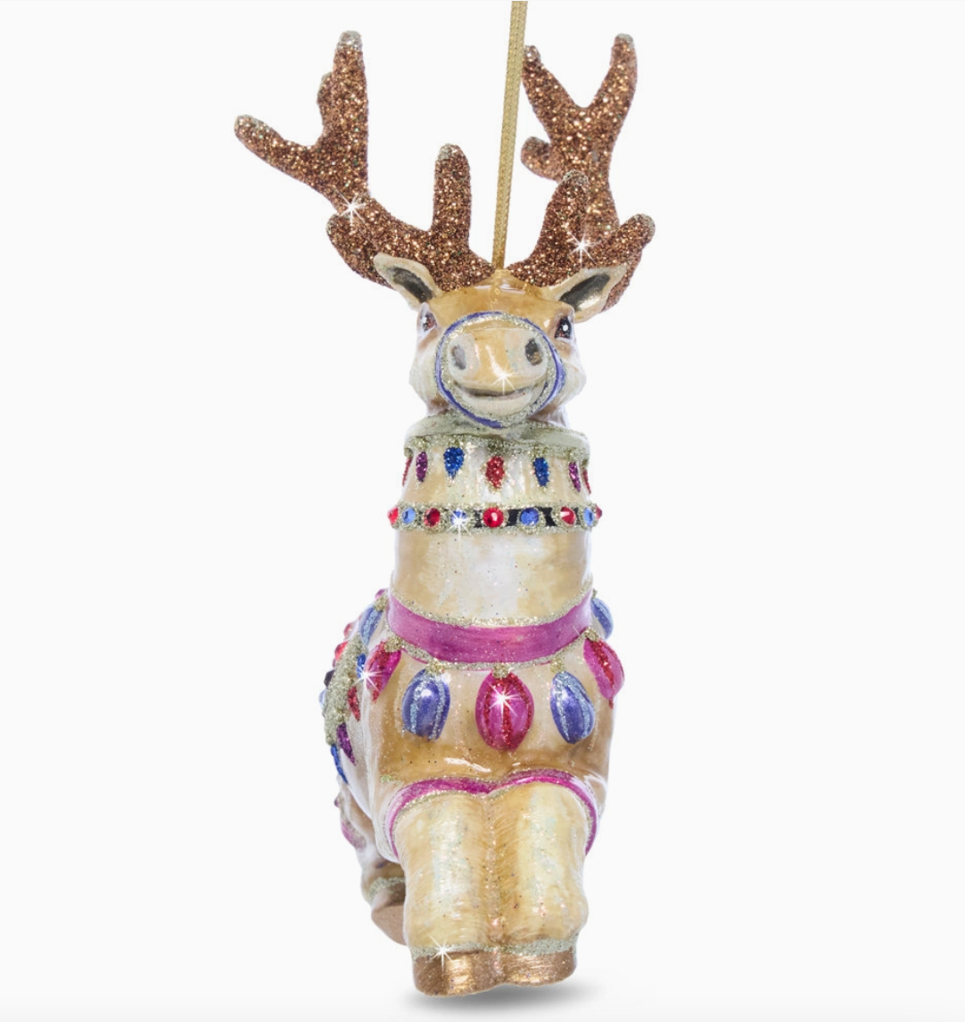 Jay Strongwater Prancer Glass Reindeer Ornament