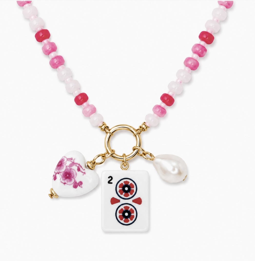 Ellison + Young Mahjong Tile Charm Beaded Necklace – 6 Styles