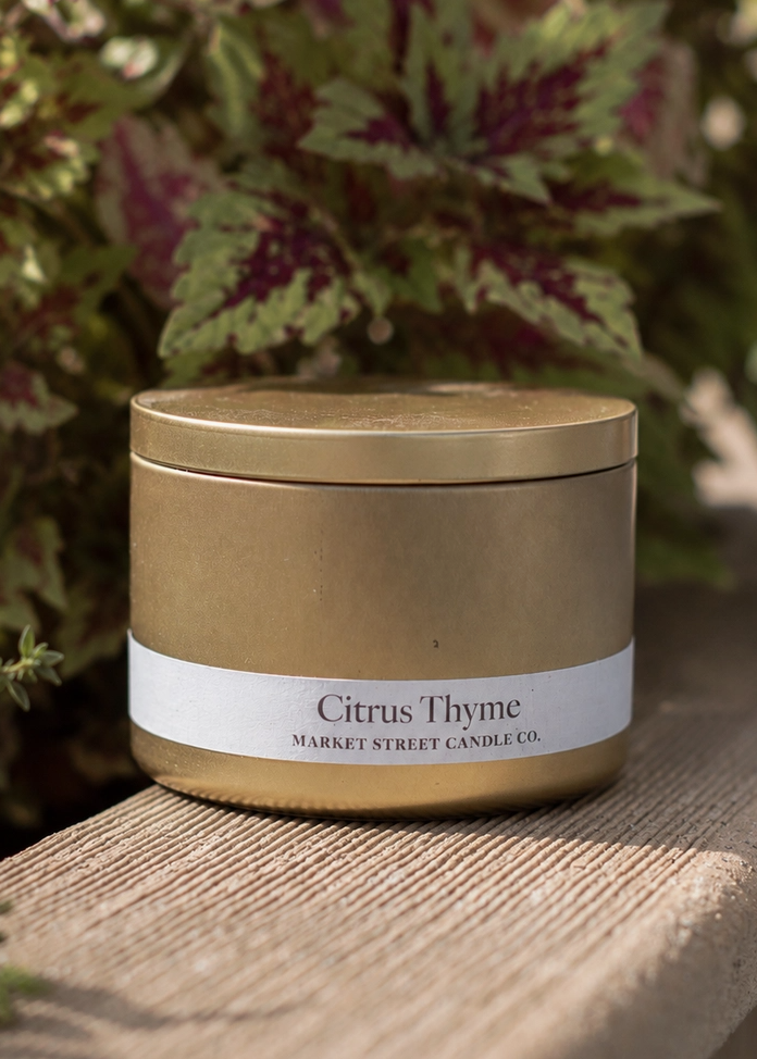 Citrus Thyme Travel Tin Soy Candle – 8 oz