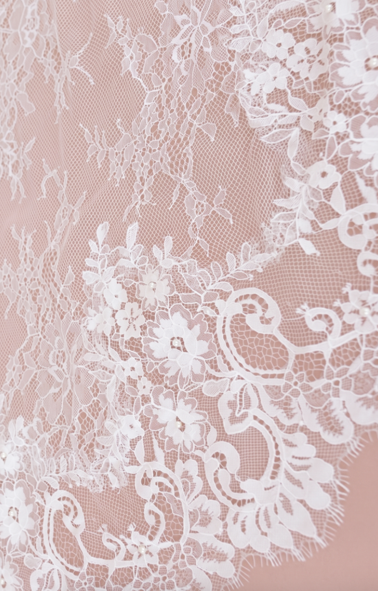 All-Over Lace Mantilla Cathedral Wedding Veil – 120"