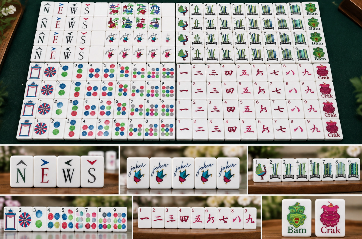 Deep Green Lotus Four-Layer American Mahjong Tile Set – 160 Tiles