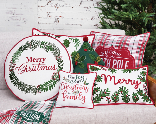 Christmas Welcome to the North Pole Plaid Throw Pillow – 18 Inch - NY Gift Boutique