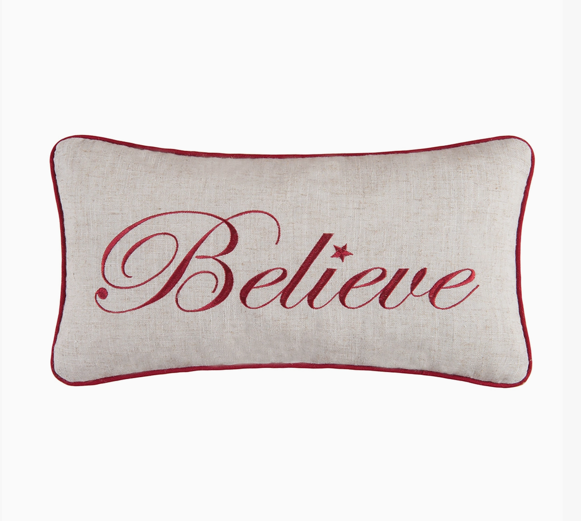 Christmas Believe Embroidered Lumbar Throw Pillow – 10" x 19" - NY Gift Boutique