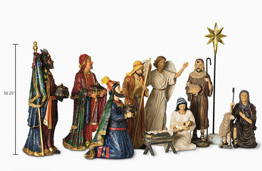 11-Piece Christmas Nativity Set with Three Kings & Authentic Gifts