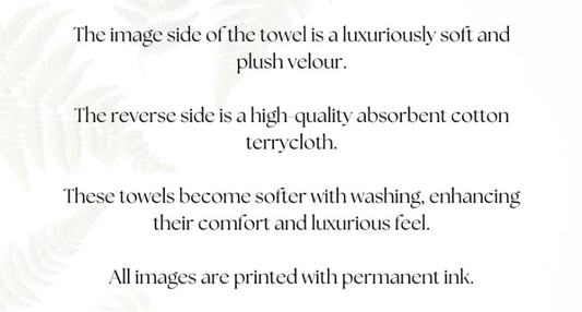 Text describing towel details on a white background