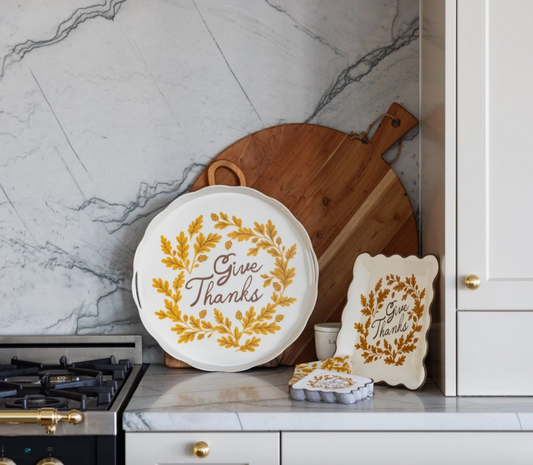Give Thanks Round Bamboo Tray