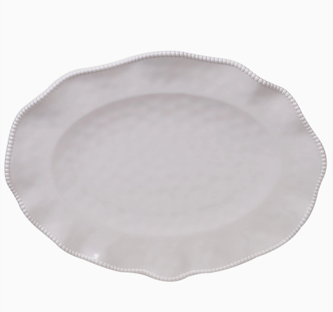 Perlette Cream Melamine Oval Serving Platter – 18" × 13.5"