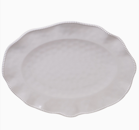 Perlette Cream Melamine Oval Serving Platter – 18" × 13.5"