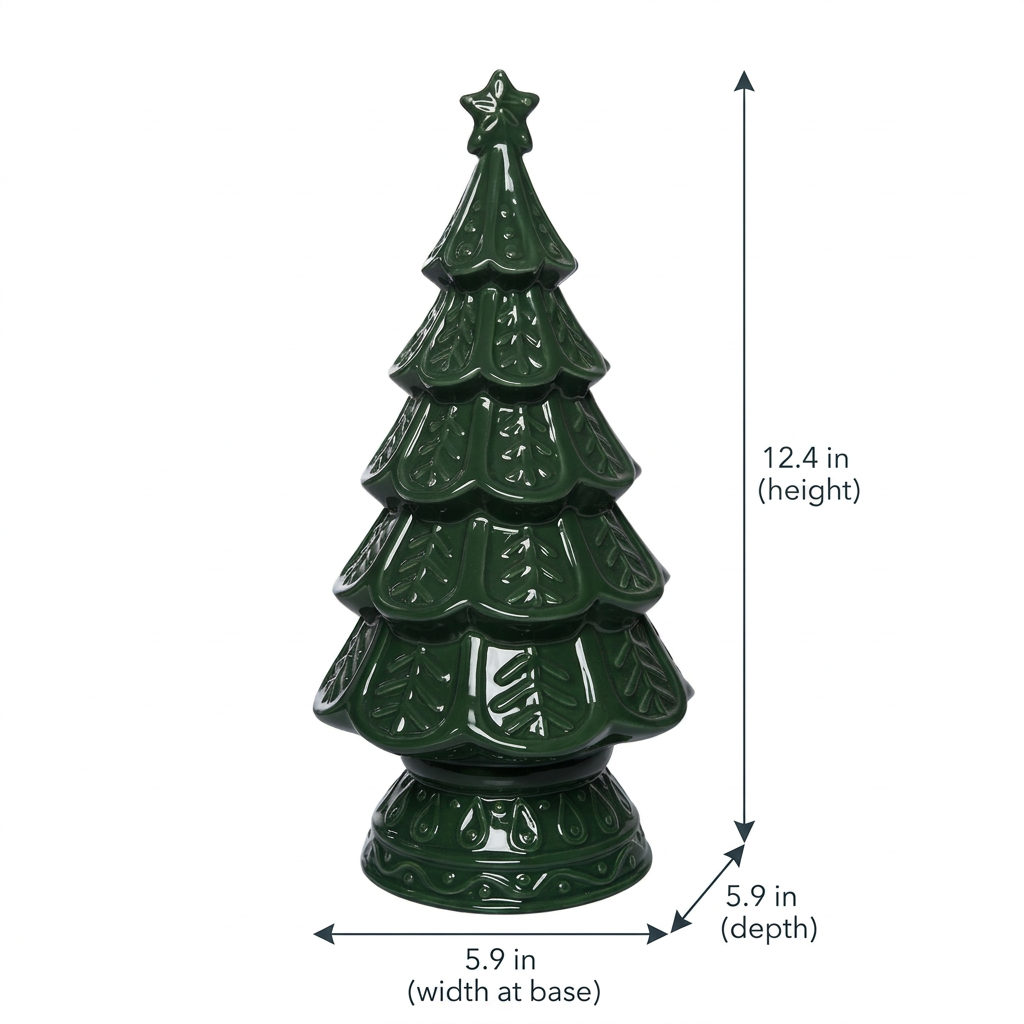 Evergreen Green Ceramic Christmas Tree Figurine – 12 Inch