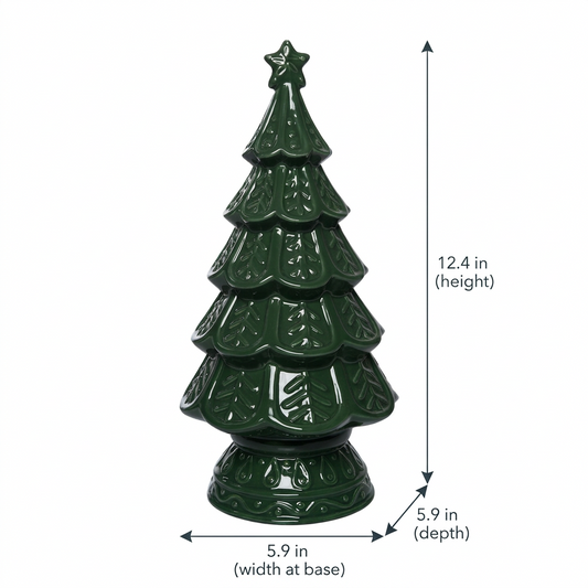 Evergreen Green Ceramic Christmas Tree Figurine – 12 Inch