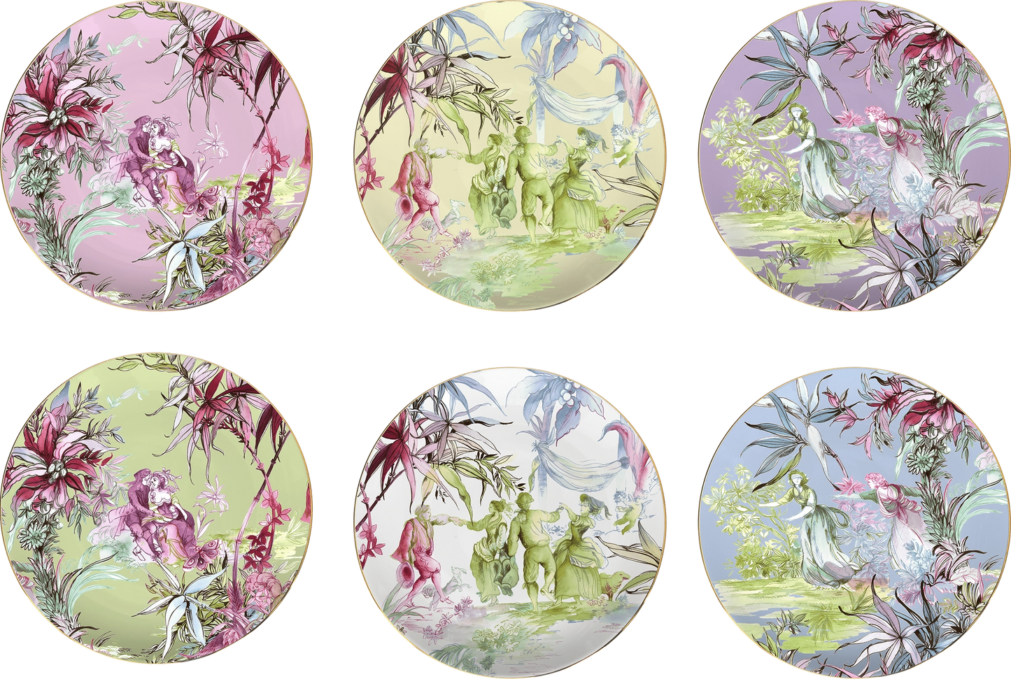 Set of six floral and nature-themed coasters with different designs.