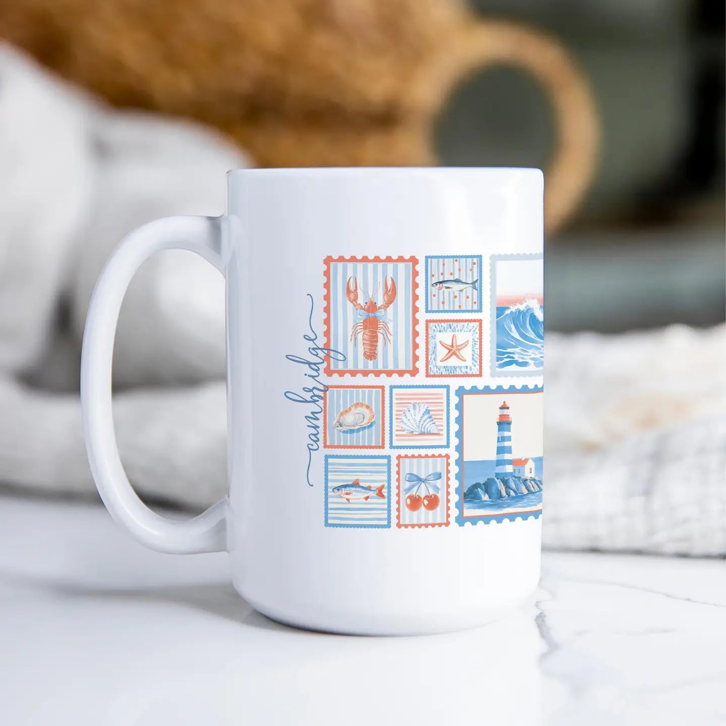 Custom City & State Mug –15oz White - New England Stamps