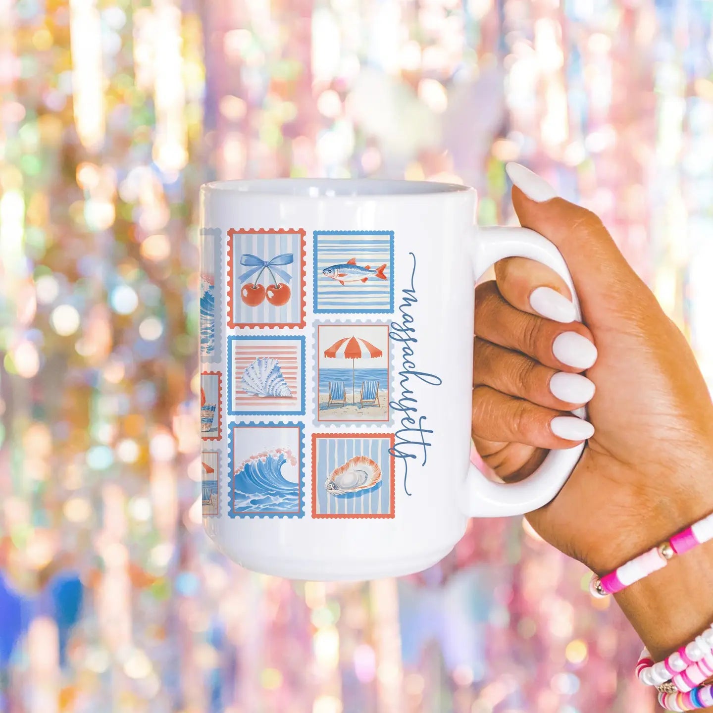Custom City & State Mug –15oz White - New England Stamps