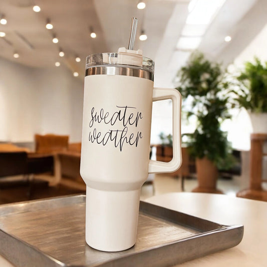 Sweater Weather 40oz Tumbler with Handle