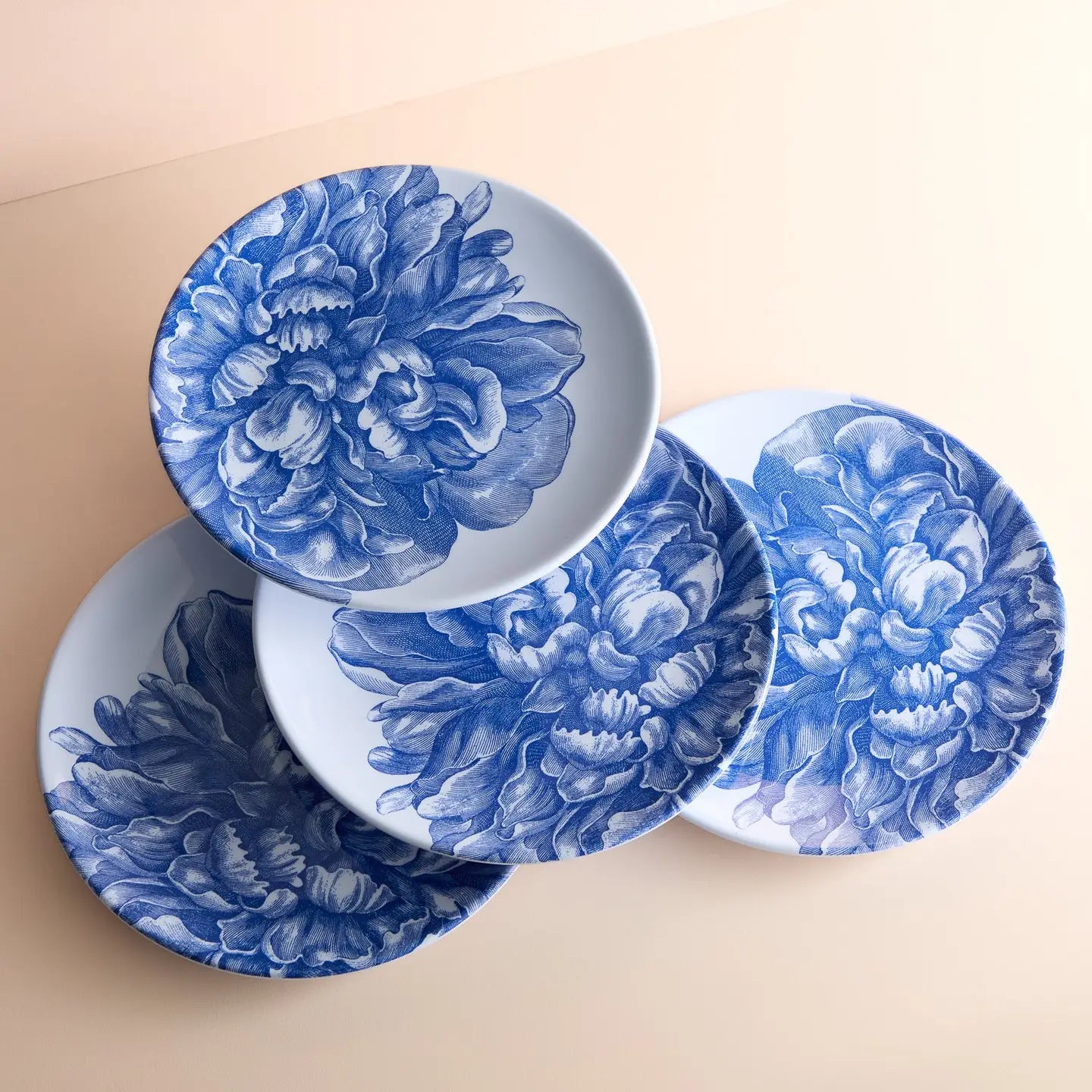 Peony Melamine Dinner Plates, Set of 4