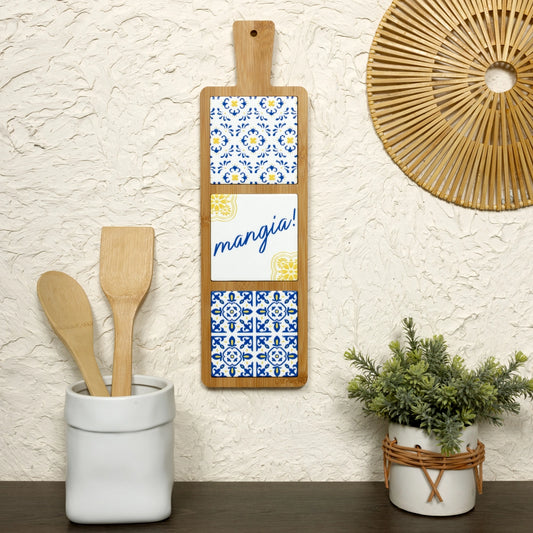 Mangia! - 16.5" Bamboo & Ceramic Tile Trivet
