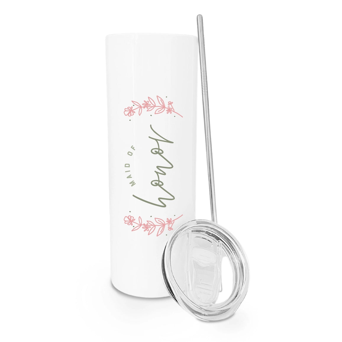 Floral Maid of Honor Stainless Steel Tumbler