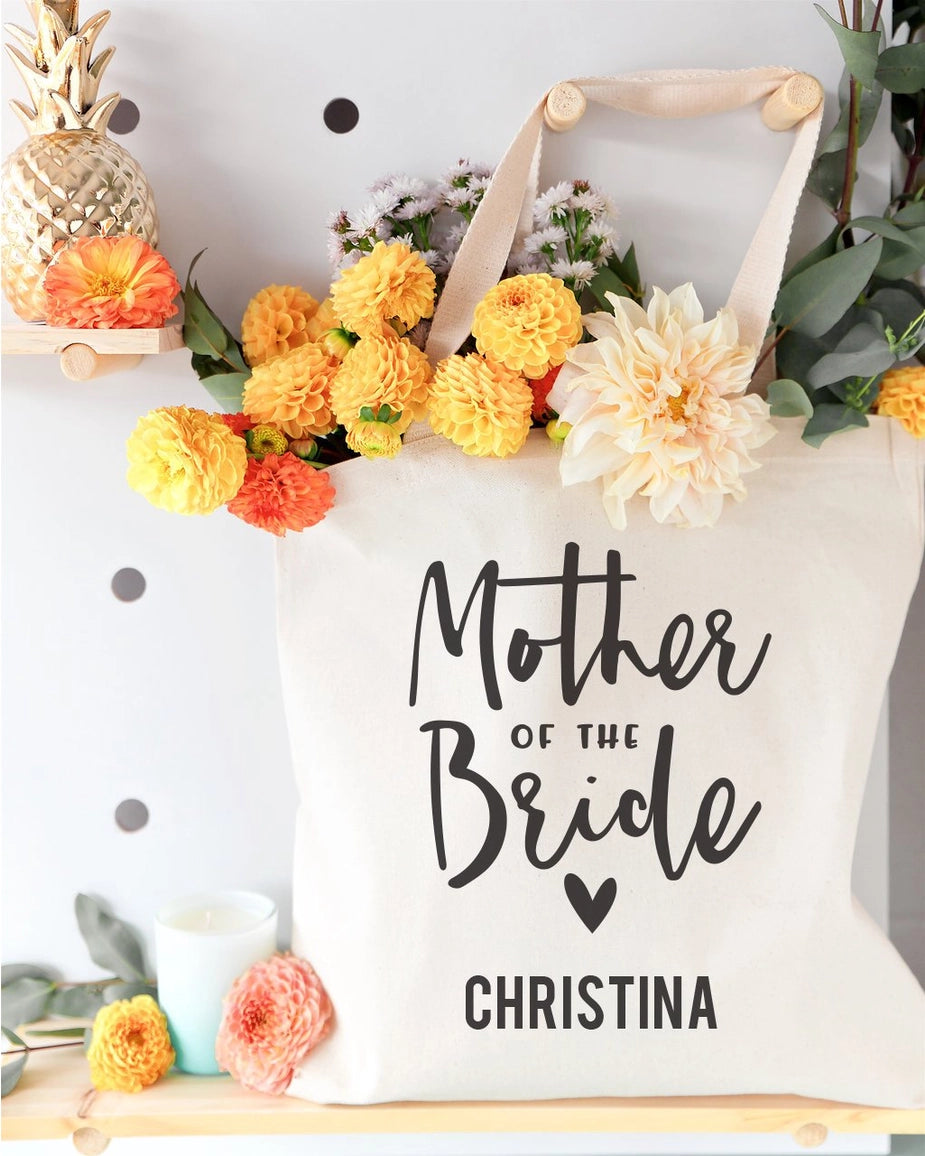 Mother of the Bride Personalized Canvas Tote Bag