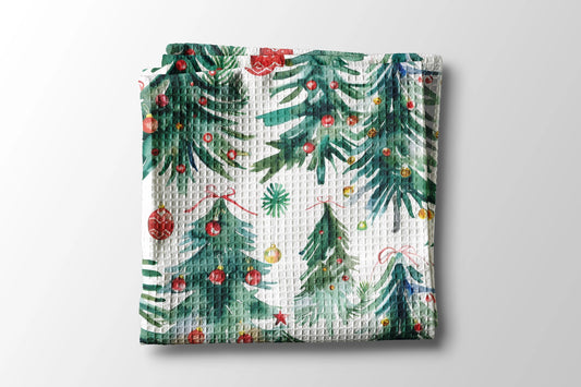 Christmas Tree Waffle Weave Tea Towel