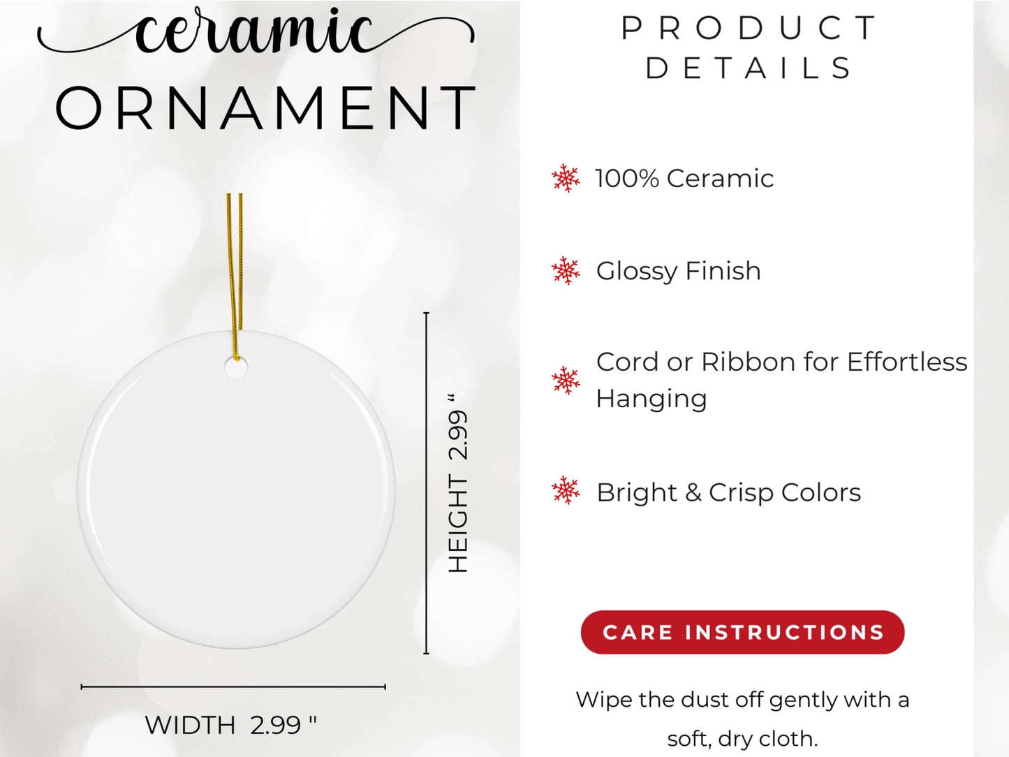 Gold and Grey Christmas Tree Ceramic Disc Ornament