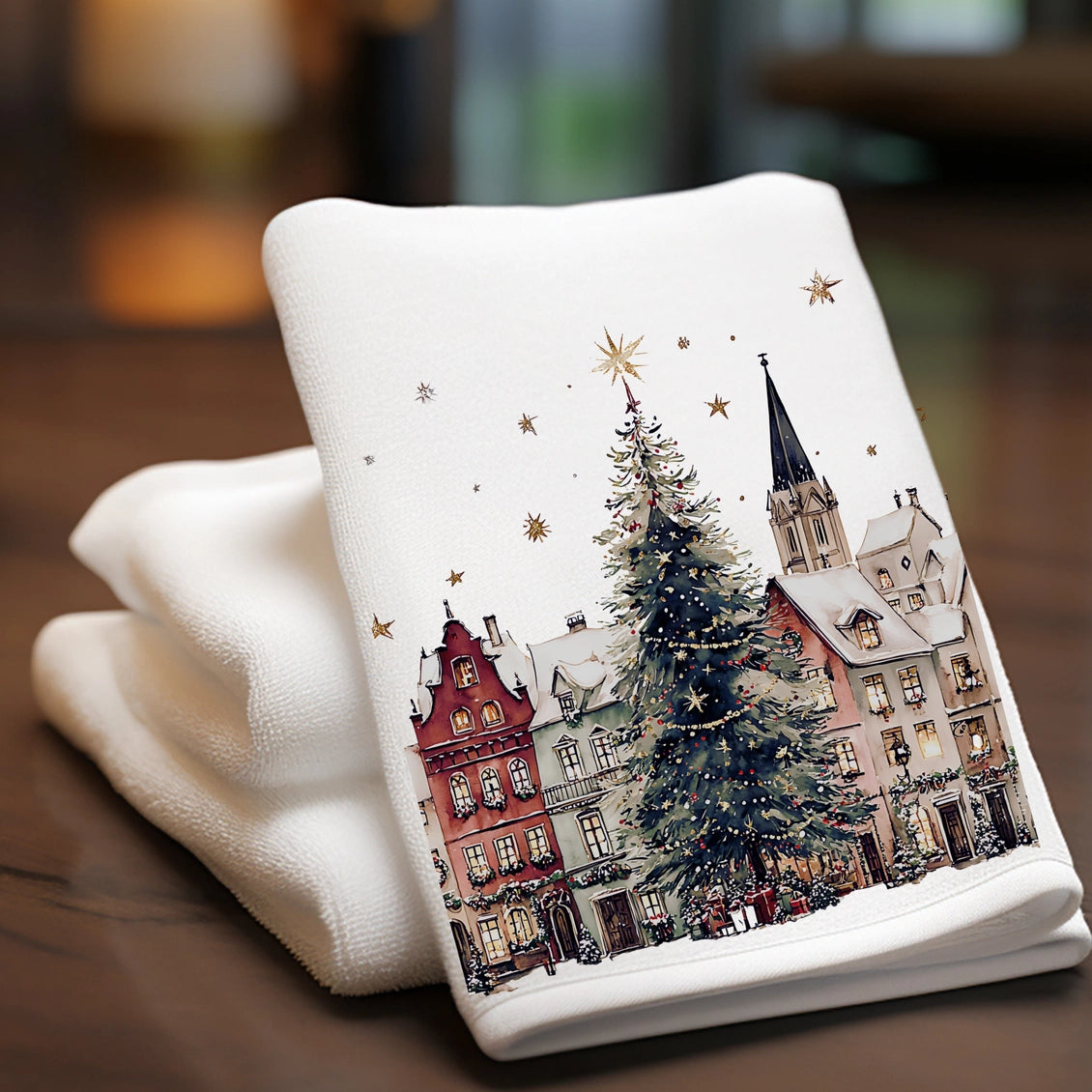 Christmas Village Fingertip Towel