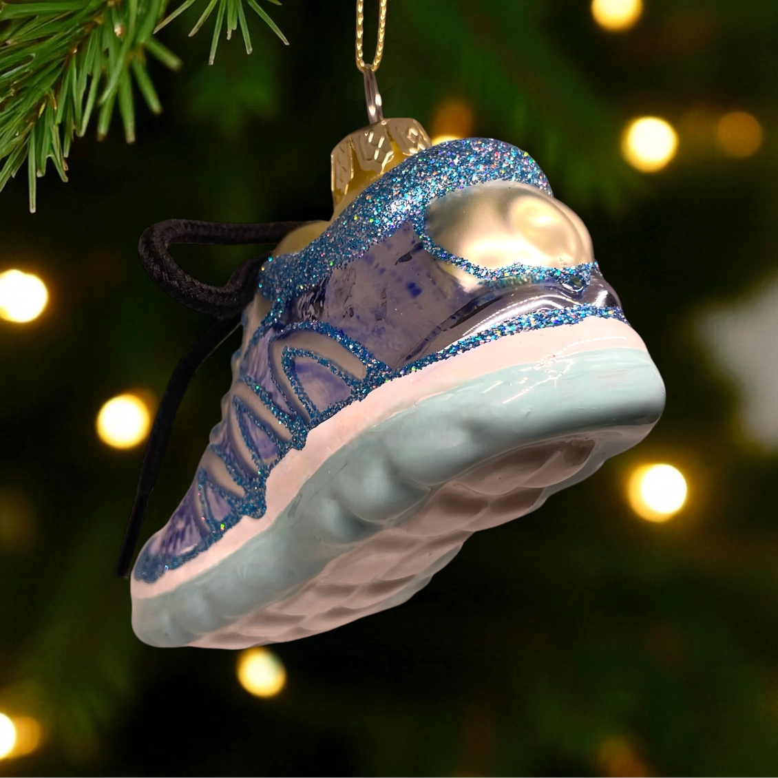 Running Shoe Glass Ornament
