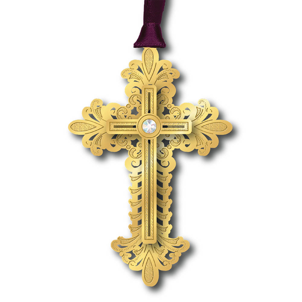Gold Cross Brass Ornament