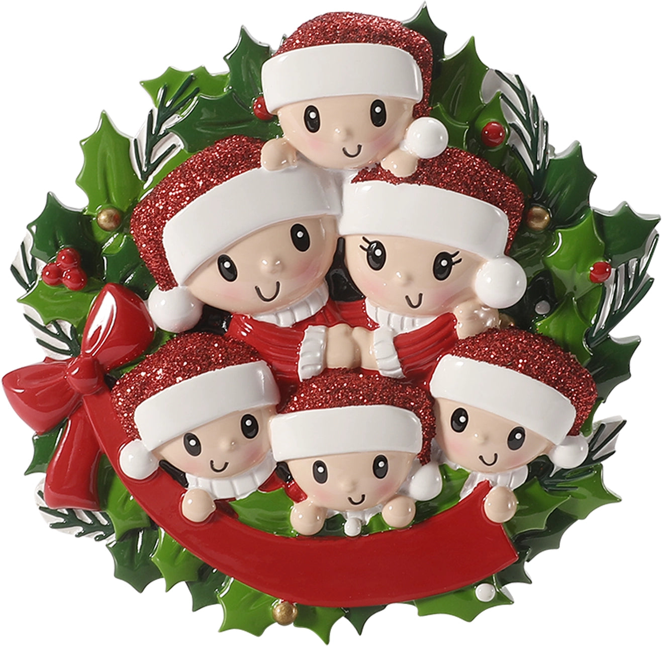 Family in Christmas Wreath Personalized Ornament