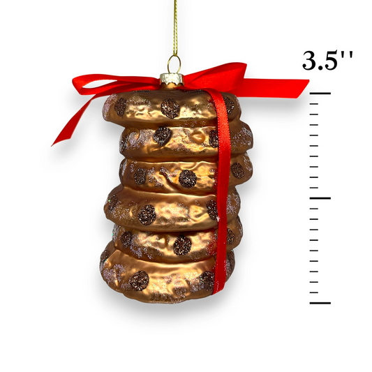 Chocolate Chip Cookie Stack Glass Ornament