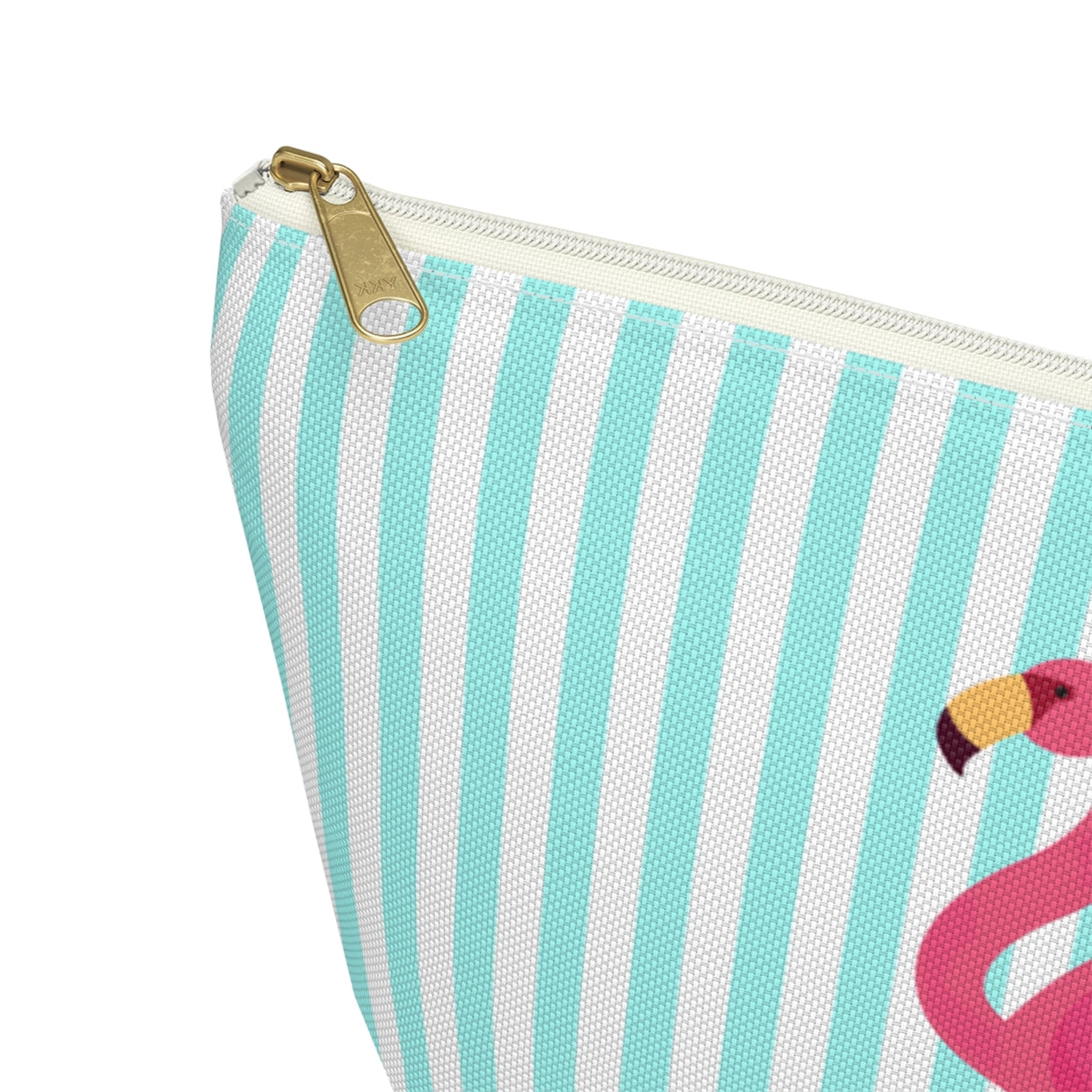 Pink Flamingo Striped Accessory Bag