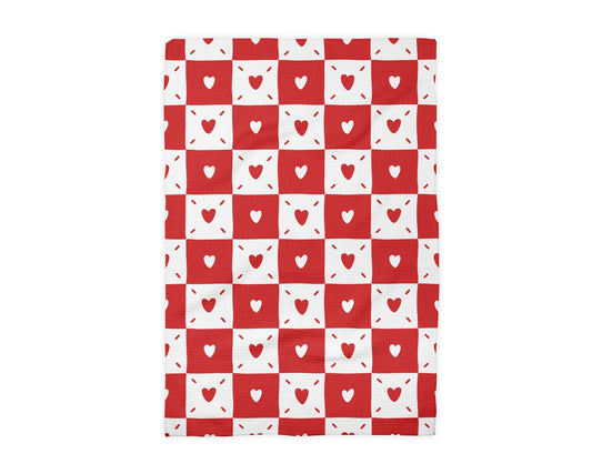 Valentine Heart Quilt Waffle Weave Towel