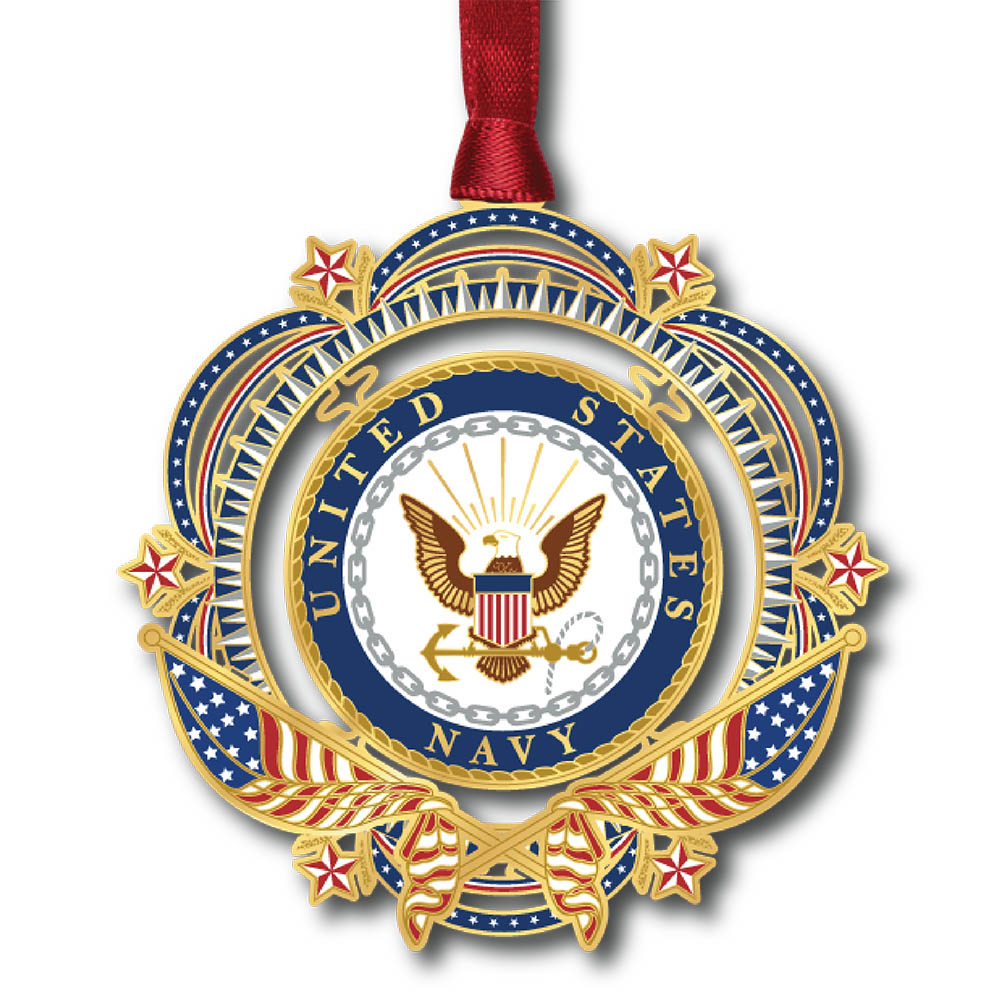 Patriotic U.S. Navy Brass Ornament