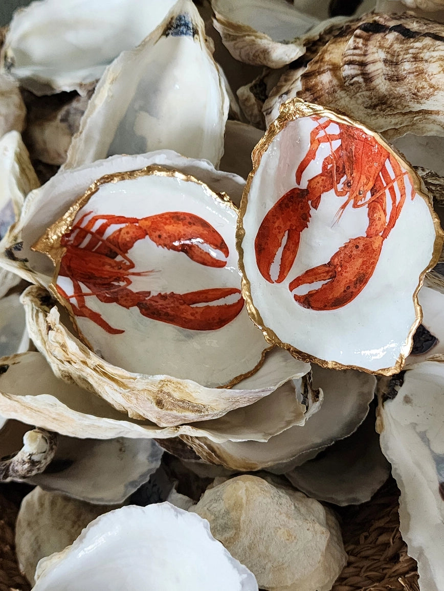 Lobster Oyster Shell Ring Dish & Ornament